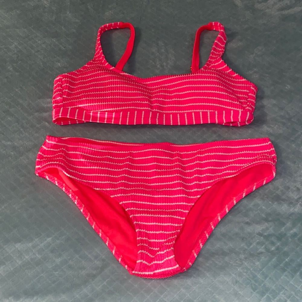 Neon pink striped Swimsuit💖